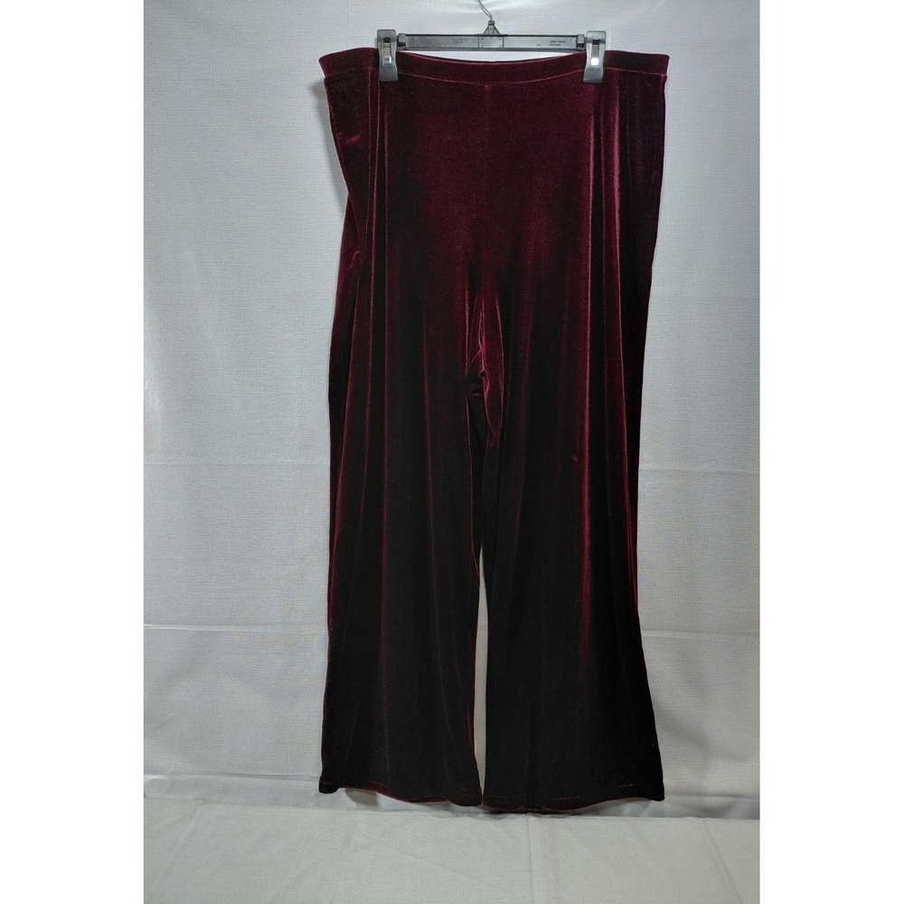 George Wide Leg Velour Pants Women's 16/18 Maroon Loose Fit Comfort Pull On